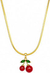 Cherry Heart Locket Necklace – Gold Chain Pendant for Women & Girls