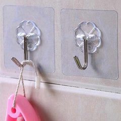 Transparent Self-Adhesive Wall Hooks – Strong Hold, No Drill, Damage-Free Hanging - Pack of 10