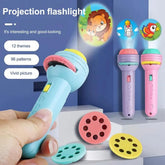 Kids Mini Projector Flashlight – Story Projection Torch with 3 Slide Discs & 24 Images