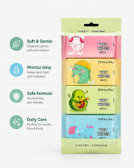 Travel Wet Wipes Value Pack – 64 Alcohol-Free Cleansing Wipes (8 Packs × 8 Wipes)