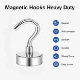 Pack of 2 Heavy Duty Magnetic Hooks – Strong Neodymium Hanging Hooks for Home, Kitchen, Office & Garage (Medium & Small Sizes Available)