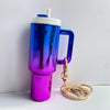 Elegant Mini Tumbler Keychain – Metallic Cup Key Ring with Straw | Cute Aesthetic Bag Charm