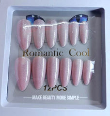 Shimmery Press-On Nails for Women – 12-Piece Self-Adhesive False Nail Set | 3 Colors Available