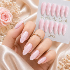 Shimmery Press-On Nails for Women – 12-Piece Self-Adhesive False Nail Set | 3 Colors Available