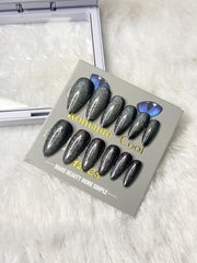 Shimmery Press-On Nails for Women – 12-Piece Self-Adhesive False Nail Set | 3 Colors Available