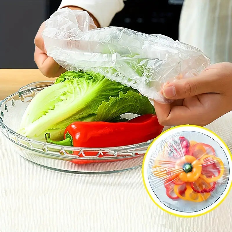 100 PCS Disposable Food Cover Plastic Bags Transparent Fresh Food Storage And Wrap Bags