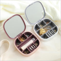 Portable Jewelry Organizer Box with Mirror – Compact Travel Storage Case for Rings, Earrings & Necklaces (Model LD-988)