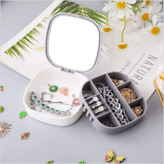Portable Jewelry Organizer Box with Mirror – Compact Travel Storage Case for Rings, Earrings & Necklaces (Model LD-988)