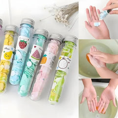 Portable Mini Paper Soap Sheets in Travel Tubes – Scented Disposable Hand Wash Flakes