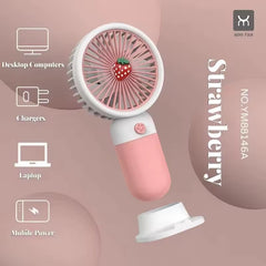 Rechargeable Mini Handy Fan Portable USB Cooling Fan Cute Design Handheld Fan for Kids and Travel - With Cable