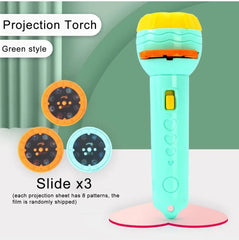 Kids Mini Projector Flashlight – Story Projection Torch with 3 Slide Discs & 24 Images