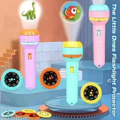 Kids Mini Projector Flashlight – Story Projection Torch with 3 Slide Discs & 24 Images