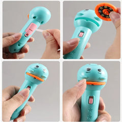 Kids Mini Projector Flashlight – Story Projection Torch with 3 Slide Discs & 24 Images