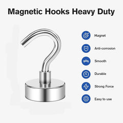 Pack of 2 Heavy Duty Magnetic Hooks – Strong Neodymium Hanging Hooks for Home, Kitchen, Office & Garage (Medium & Small Sizes Available)