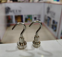 Pack of 2 Heavy Duty Magnetic Hooks – Strong Neodymium Hanging Hooks for Home, Kitchen, Office & Garage (Medium & Small Sizes Available)
