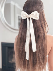 Elegant Bow Hair Clip for Women & Girls – Satin Ribbon Barrette Hair Accessory