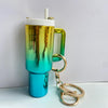 Elegant Mini Tumbler Keychain – Metallic Cup Key Ring with Straw | Cute Aesthetic Bag Charm