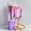 Elegant Mini Tumbler Keychain – Metallic Cup Key Ring with Straw | Cute Aesthetic Bag Charm