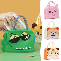 Cartoon Face Insulated Lunch Bag – Kids Thermal 4.5L (Elephant, Tiger, Dino)