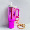 Elegant Mini Tumbler Keychain – Metallic Cup Key Ring with Straw | Cute Aesthetic Bag Charm