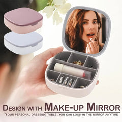 Portable Jewelry Organizer Box with Mirror – Compact Travel Storage Case for Rings, Earrings & Necklaces (Model LD-988)